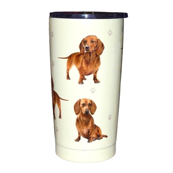 Nwot Dachshund Stainless Steel 20 oz Tumbler with Lid - Picture 2 of 4